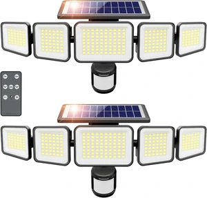 Solar Lights Outdoor 6000LM 236 LEDs Motion Sensor Outdoor Lights, 5 Heads Security Wall Lights,3 Mode, IP65 Waterproof Flood Lights with Remote Control for Garden, Backyard,2 Pack Solar Lights Outdoor 6000LM 236 LEDs Motion Sensor Outdoor Lights, 5 Heads Security Wall Lights,3 Mode, IP65 Waterproof Flood Lights with Remote Control for Garden, Backyard,2 Pack