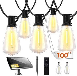 Bdrofn 100FT Solar String Lights Outdoor Waterproof, Solar Patio Lights with Remote Control & 30+2 Dimmable ST38 Edison Bulbs Shatterproof,Solar Powered String Lights for Outside Garden Backyard Bdrofn 100FT Solar String Lights Outdoor Waterproof, Solar Patio Lights with Remote Control & 30+2 Dimmable ST38 Edison Bulbs Shatterproof,Solar Powered String Lights for Outside Garden Backyard