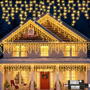 Icicle Lights for Outside Christmas Lights Outdoor 33ft 400 LEDs Warm White Icicle Lights for Outside Christmas Lights Outdoor 33ft 400 LEDs Warm White