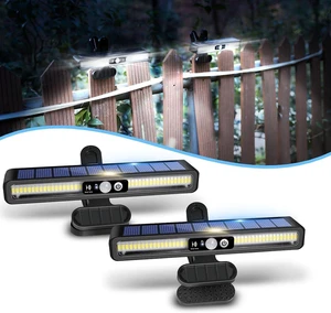 Clip On Solar Lights Outdoor with PIR Motion Sensor (Black ,2 Pack ,6000K)