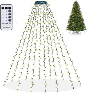 Dazzle Bright Christmas Tree Lights, 448 LED Waterfall Tree Topper Lights with Remote & 8 Lighting Modes, 8.2FT X 16 Lines Christmas Light for Indoor Outdoor Yard Party Xmas Decoration (Warm White) Dazzle Bright Christmas Tree Lights, 448 LED Waterfall Tree Topper Lights with Remote & 8 Lighting Modes, 8.2FT X 16 Lines Christmas Light for Indoor Outdoor Yard Party Xmas Decoration (Warm White)