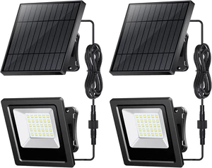Lightonight Solar Flood Lights Outdoor 2 Pack, 6500K Cool White