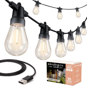 Brightech Ambience Pro USB Powered String Lights - 24 Ft Commercial Grade Waterproof String Lights, Outdoor Shatterproof Patio Lights for Camping, Christmas, Backyard, Porch - 1W LED Soft White Light Brightech Ambience Pro USB Powered String Lights - 24 Ft Commercial Grade Waterproof String Lights, Outdoor Shatterproof Patio Lights for Camping, Christmas, Backyard, Porch - 1W LED Soft White Light