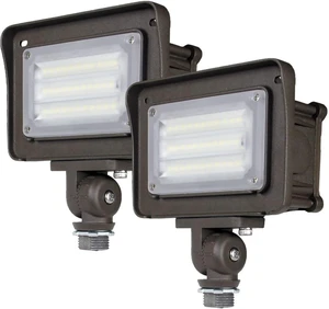 DAKASON 30W LED Flood Light Outdoor, Dusk-to-Dawn Photocell 180° Adjustable Knuckle, 3600LM 5000K Replaces 100W HPS/MH, IP65 Waterproof Outdoor Security Lighting Fixture ETL Listed, 2 Pack