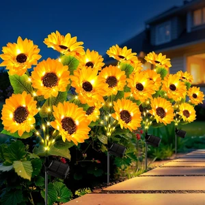 LETMY Solar Sunflower Lights Outdoor, 4 Pack, 24 Flowers, Gifts for Women