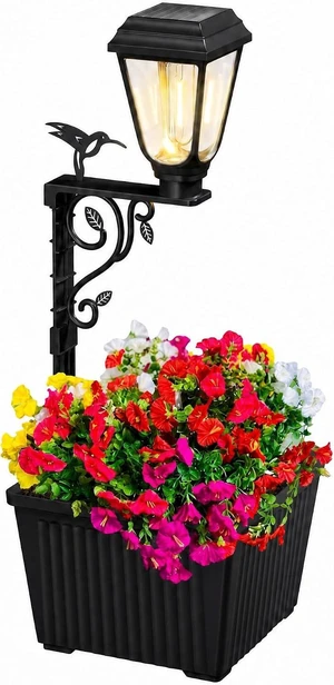 Brightown 8" Solar Lamp Post with Planter, Warm White Brightown 8" Solar Lamp Post with Planter, Warm White