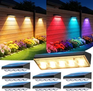 KOOPER Solar Fence Lights Outdoor Waterproof, 8 Pack Upgraded Brightness 5X LED Lens Fence Lights Solar Powered, 10 Modes & 9 Colors Solar Lights Outdoor Fence for Backyard Railing Patio Wall Deck KOOPER Solar Fence Lights Outdoor Waterproof, 8 Pack Upgraded Brightness 5X LED Lens Fence Lights Solar Powered, 10 Modes & 9 Colors Solar Lights Outdoor Fence for Backyard Railing Patio Wall Deck