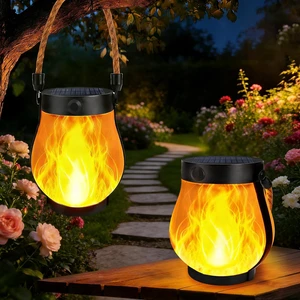 2 Pack Solar Lanterns Outdoor Waterproof, Flickering Flame Hanging Lanterns 2 Pack Solar Lanterns Outdoor Waterproof, Flickering Flame Hanging Lanterns