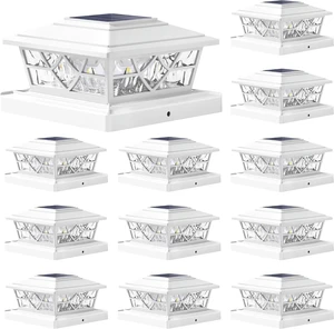 NIORSUN 4x4 Post Solar Lights,Solar Post Lights with 2 Modes, 12 Pack White NIORSUN 4x4 Post Solar Lights,Solar Post Lights with 2 Modes, 12 Pack White