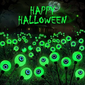 8 Pack Halloween Decorations Outdoor 48 LED Green Solar Eyeball Lights