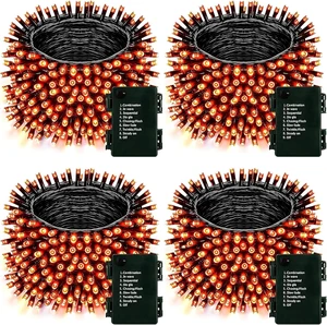 4Pack 160FT 400 LED Halloween String Lights Battery Operated, Orange Fariy Lights with Timer & 8 Modes Waterproof Halloween Decorations for Indoor Outdoor Patio Party Garden Yard Tree Decor 4Pack 160FT 400 LED Halloween String Lights Battery Operated, Orange Fariy Lights with Timer & 8 Modes Waterproof Halloween Decorations for Indoor Outdoor Patio Party Garden Yard Tree Decor