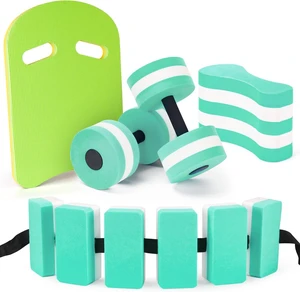 5 Pieces Water Aerobics Set, Aquatic Exercise Set Pool Fitness Equipment with Foam Dumbbell, Swim Kickboard, Pull Buoy, Aquatic Swim Belt for Water Workout 5 Pieces Water Aerobics Set, Aquatic Exercise Set Pool Fitness Equipment with Foam Dumbbell, Swim Kickboard, Pull Buoy, Aquatic Swim Belt for Water Workout