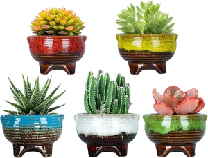 Succulent Pots, 4 Inch Small Ceramic Pots for Indoor Plants Succulent Pots, 4 Inch Small Ceramic Pots for Indoor Plants