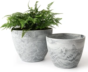 LA JOLIE MUSE Planter Pots, Indoor Outdoor Flower Pot, 8.6+7.5 Inch 2 Pack LA JOLIE MUSE Planter Pots, Indoor Outdoor Flower Pot, 8.6+7.5 Inch 2 Pack
