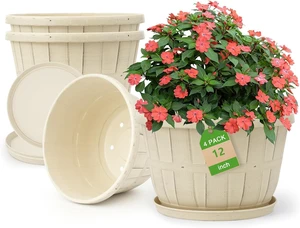 12 Inch 4 Pack Large Planters Pot for Plants Indoor Outdoor