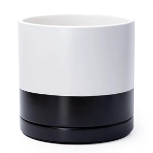D'vine Dev 12 Inch Ceramic Planter Pot, Black White Two Tone, 94-O-F-L D'vine Dev 12 Inch Ceramic Planter Pot, Black White Two Tone, 94-O-F-L