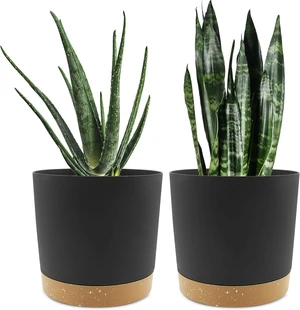 QCQHDU 8 inch Plant Pot, 2 Pack Planters for Indoor Plants with Drainage Holes & Saucer, Outdoor Flower Pots Home Garden Modern Decor QCQHDU 8 inch Plant Pot, 2 Pack Planters for Indoor Plants with Drainage Holes & Saucer, Outdoor Flower Pots Home Garden Modern Decor