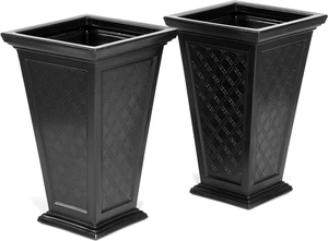 FCMP Outdoor Casablanca Self-Watering Planter (2-Pack) Set of 2 Large Planters for Porch, Patio, Outdoor/Indoor (MOD-CP3000-BLK-2) Black (24-inch Tall) FCMP Outdoor Casablanca Self-Watering Planter (2-Pack) Set of 2 Large Planters for Porch, Patio, Outdoor/Indoor (MOD-CP3000-BLK-2) Black (24-inch Tall)