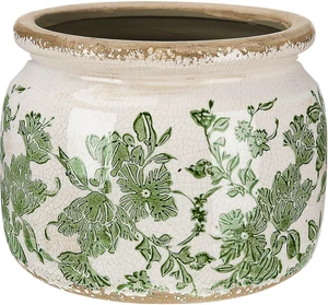 7.7" Large Ceramic Plant Pot Beige Green Vintage Floral Crackle Glaze Rustic Flowers Pot Decorative Planter with Drainage for Indoor Outdoor Plants Home Kitchen Office Decor Gift 7.7" Large Ceramic Plant Pot Beige Green Vintage Floral Crackle Glaze Rustic Flowers Pot Decorative Planter with Drainage for Indoor Outdoor Plants Home Kitchen Office Decor Gift