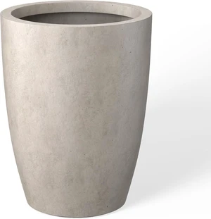 Kante Accent Round Tapered Weathered Concrete Planter 18.1" Tall, Outdoor Kante Accent Round Tapered Weathered Concrete Planter 18.1" Tall, Outdoor