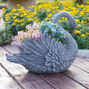 Unique Planters Swan Flower Pot Large 18.5 Inch Planter Pots for Indoor Outdoor Concrete Finish Animal Swan Planters Resin Planter Garden Decoration Pot for Plants 18.5*9.75*14.5 Inch LC Lcdecohome Unique Planters Swan Flower Pot Large 18.5 Inch Planter Pots for Indoor Outdoor Concrete Finish Animal Swan Planters Resin Planter Garden Decoration Pot for Plants 18.5*9.75*14.5 Inch LC Lcdecohome