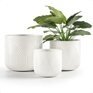 Ceramic Pots for Plants Set of 3, 6, 5, 4 Inch Diameter with Drainage Holes