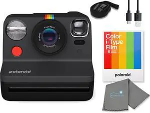 Polaroid Gen 2 Now I-Type Instant Film Camera - Black Bundle with a Color i-Type Film Pack (8 Instant Photos) and a Cleaning Cloth Polaroid Gen 2 Now I-Type Instant Film Camera - Black Bundle with a Color i-Type Film Pack (8 Instant Photos) and a Cleaning Cloth
