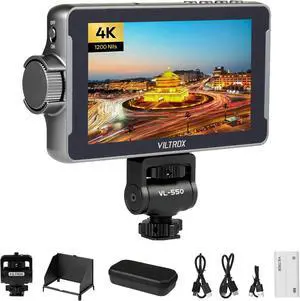 VILTROX DC-550 PRO Touchscreen Camera Video Monitor, 5.5 Inch 1200nits 4K HDMI in/Out Video Field Monitor Kit with Battery - On-Camera Touchscreen Monitor, 3D LUT, 1920X1080 VILTROX DC-550 PRO Touchscreen Camera Video Monitor, 5.5 Inch 1200nits 4K HDMI in/Out Video Field Monitor Kit with Battery - On-Camera Touchscreen Monitor, 3D LUT, 1920X1080