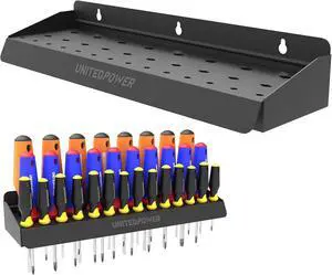 UNITEDPOWER Screwdriver Holder, Wall Mount Storage Rack Organizer for Workshop, Shed, Garage, Home, Stores up to 32 Screwdrivers or Small Tools UNITEDPOWER Screwdriver Holder, Wall Mount Storage Rack Organizer for Workshop, Shed, Garage, Home, Stores up to 32 Screwdrivers or Small Tools