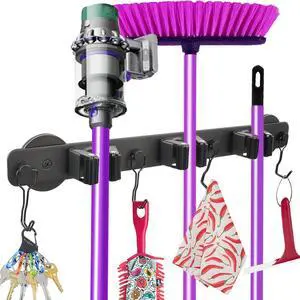 Heavy Duty Magnetic Mop Broom Holder with Swivel Hooks | Strong Magnet Mount Tool Hanger Organize System Utility Rack for Refrigerators Laundry Garage Kitchen Heavy Duty Magnetic Mop Broom Holder with Swivel Hooks | Strong Magnet Mount Tool Hanger Organize System Utility Rack for Refrigerators Laundry Garage Kitchen