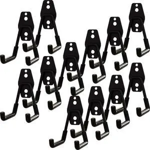 Garage Hooks Heavy Duty, 12 Pack Black Metal U Square Organizing Hooks for Hanging Heavy Duty, Bike Ladder Hangers, Iron Rust-Proof Screw-in Utility System Tool Organizer Wall Storage Garage Hooks Heavy Duty, 12 Pack Black Metal U Square Organizing Hooks for Hanging Heavy Duty, Bike Ladder Hangers, Iron Rust-Proof Screw-in Utility System Tool Organizer Wall Storage