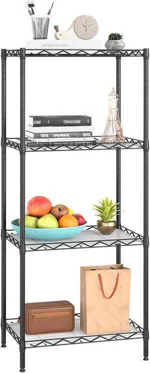 BestOffice 4-Shelf Adjustable Storage Shelving Unit Metal Rack Wire Shelf 600Lbs Capacity with 4 PP Sheets 18L x 12W x 44H for Laundry Bathroom Kitchen Garage,Black BestOffice 4-Shelf Adjustable Storage Shelving Unit Metal Rack Wire Shelf 600Lbs Capacity with 4 PP Sheets 18L x 12W x 44H for Laundry Bathroom Kitchen Garage,Black