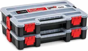 2-Pack Small Parts Organizer Box Stackable Hardware Storage Organizer Case with 20 Compartments & Dividers Screw, Nut, Bolt, Drill Bit Organizer for Garage, Workshop, Crafts 2-Pack Small Parts Organizer Box Stackable Hardware Storage Organizer Case with 20 Compartments & Dividers Screw, Nut, Bolt, Drill Bit Organizer for Garage, Workshop, Crafts