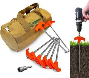 8" 30-Pack Screw in Tent Stakes Heavy Duty, Ground Anchors 8" 30-Pack Screw in Tent Stakes Heavy Duty, Ground Anchors