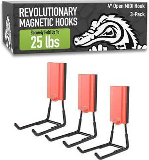 GATOR MAGNETICS MIDI 4 in Red Open Hooks, 25 lb Magnetic Hooks 3 Pack GATOR MAGNETICS MIDI 4 in Red Open Hooks, 25 lb Magnetic Hooks 3 Pack