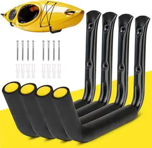 GEEDAR Heavy Duty Garage Storage Hooks -120 LB Capacity, 4packs, 15" Wall Mounted Rack for Hanging Kayak, Paddle Board, Ladders, Bikes Enforced Kayak Storage Hanger GEEDAR Heavy Duty Garage Storage Hooks -120 LB Capacity, 4packs, 15" Wall Mounted Rack for Hanging Kayak, Paddle Board, Ladders, Bikes Enforced Kayak Storage Hanger