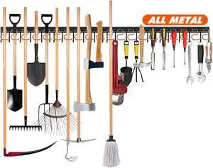 TVKB 68'' All Metal Garden Tool Organizer Adjustable Garage Tool Organizer Wall Mount Garage Organizers and Storage with Heavy Duty Hooks Tool Hangers for Garage Wall, Shed, Garden TVKB 68'' All Metal Garden Tool Organizer Adjustable Garage Tool Organizer Wall Mount Garage Organizers and Storage with Heavy Duty Hooks Tool Hangers for Garage Wall, Shed, Garden