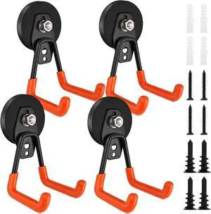 Heavy Duty Magnetic Garage Hook,Large Magnetic Hooks ,4 Pack Magnet Hooks with Anti-Slip Coating,Strong Storage Utility Magnetic Hook for Metal Cabinet,Pegboard,Garage Shelve,Garden Tools(Orange,M) Heavy Duty Magnetic Garage Hook,Large Magnetic Hooks ,4 Pack Magnet Hooks with Anti-Slip Coating,Strong Storage Utility Magnetic Hook for Metal Cabinet,Pegboard,Garage Shelve,Garden Tools(Orange,M)