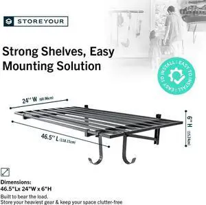 StoreYourBoard Garage Wall Shelf, 2x4 ft, Holds 400 lb, 6 Hooks, 2 Pack StoreYourBoard Garage Wall Shelf, 2x4 ft, Holds 400 lb, 6 Hooks, 2 Pack