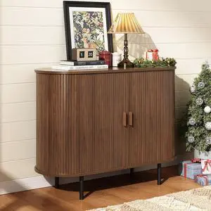 ONBRILL 40" Sideboard Buffet Cabinet, Sliding Door/Adjustable Shelf, Walnut ONBRILL 40" Sideboard Buffet Cabinet, Sliding Door/Adjustable Shelf, Walnut