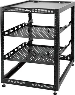 Tecmojo 16U Open Frame Network Rack for IT & AV Gear, AV Rack Floor Standing or Wall Mounted,with 2 PCS 1U Rack Shelves & Mounting Hardware,Network Rack for 19" Networking,Audio and Video Device Tecmojo 16U Open Frame Network Rack for IT & AV Gear, AV Rack Floor Standing or Wall Mounted,with 2 PCS 1U Rack Shelves & Mounting Hardware,Network Rack for 19" Networking,Audio and Video Device