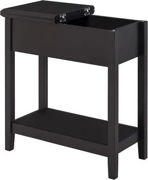 HOMCOM End Table with Flip Top, Storage Cabinet, Bottom Shelf, Dark Coffee HOMCOM End Table with Flip Top, Storage Cabinet, Bottom Shelf, Dark Coffee