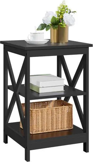Yaheetech Black End Table for Living Room 3-Tier X-Frame Small Sofa Side Yaheetech Black End Table for Living Room 3-Tier X-Frame Small Sofa Side