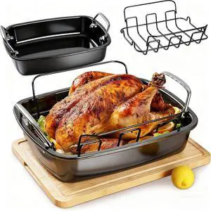 25 lb Nonstick Turkey Roasting Pan with w/Rack, 17.3 in, Box Included 25 lb Nonstick Turkey Roasting Pan with w/Rack, 17.3 in, Box Included