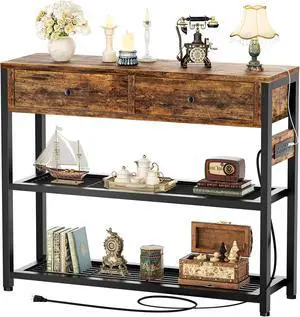 Ecoprsio 32" Small Entryway Table with Outlets, Console Table with Drawers Ecoprsio 32" Small Entryway Table with Outlets, Console Table with Drawers