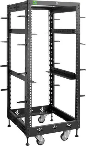 RIVECO 25U 19 Adjustable Depth Server Rack Support Up to 1700LBS Floor Standing 4 Post Rack with L Rails & Load-Bearing Casters Universal for Network Equipment Black RIVECO 25U 19 Adjustable Depth Server Rack Support Up to 1700LBS Floor Standing 4 Post Rack with L Rails & Load-Bearing Casters Universal for Network Equipment Black