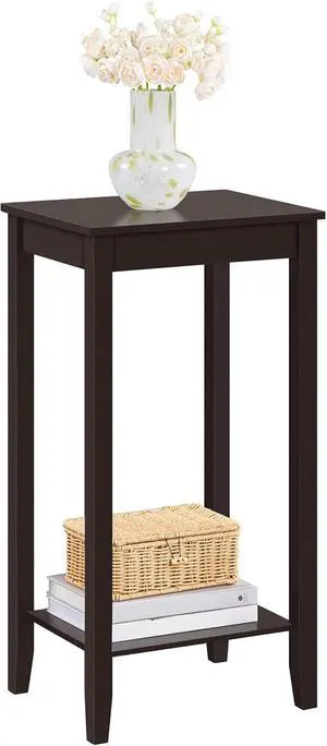 Topeakmart Tall Narrow Side Table, 2-Tier Espresso Nightstand with Storage Topeakmart Tall Narrow Side Table, 2-Tier Espresso Nightstand with Storage