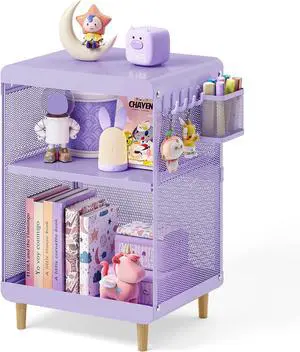 SYKIARIOL Kids Nightstand for Girls, 3-Tier Storage Shelf, Purple SYKIARIOL Kids Nightstand for Girls, 3-Tier Storage Shelf, Purple