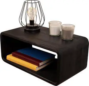 Floating Nightstand Wooden, Bedside Table, Nightstand Shelf, Handmade, Wall Mounted Bedside Shelf, Minimalist and Unique Style (Black) Floating Nightstand Wooden, Bedside Table, Nightstand Shelf, Handmade, Wall Mounted Bedside Shelf, Minimalist and Unique Style (Black)