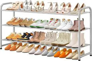 MISSLO Long 3 Tier Shoe Rack for Closet Shoe Organizer Storage Stackable Wide Shoe Shelf Holds 24 Pairs of Men Sneakers, Women Heels, Boots, Grey MISSLO Long 3 Tier Shoe Rack for Closet Shoe Organizer Storage Stackable Wide Shoe Shelf Holds 24 Pairs of Men Sneakers, Women Heels, Boots, Grey